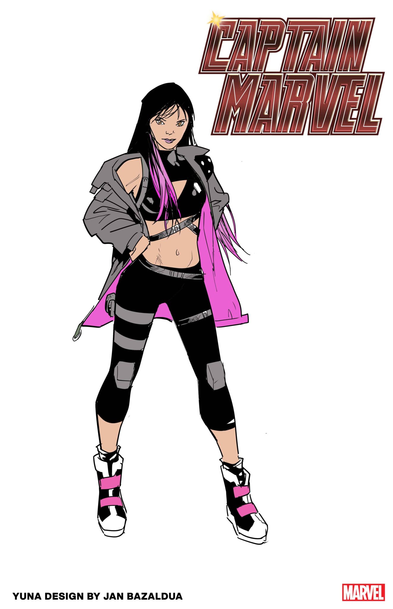 Captain Marvel Yuna design sheet
