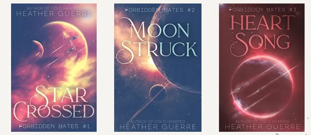 Heather Guerre On Writing Realistic Captivating Romance 1 three book covers with plants and stars