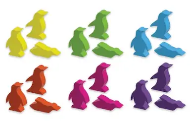 wooden penguins in six colors
