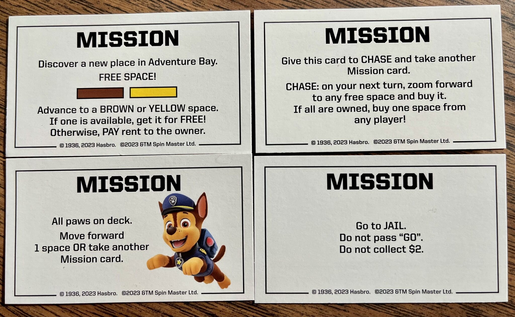 Monopoly Junior: Paw Patrol mission cards