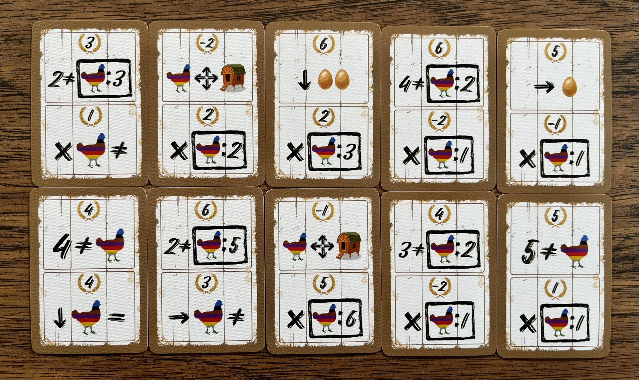 'Hens' Makes You Raise Chickens, Not Eat Chicken. 5 Hens goal cards