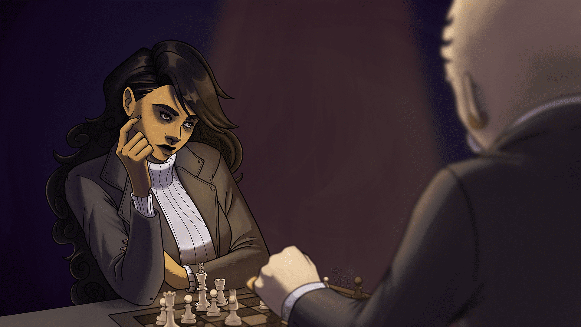 Clara's Character Maya playing chess