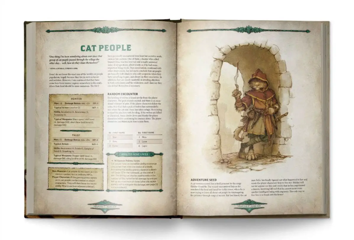 From Cat People To Chimeras: Free League Announces Bestiary For 'Dragonbane' TTRPG 2 Dragonbane Bestiary Cat People spread