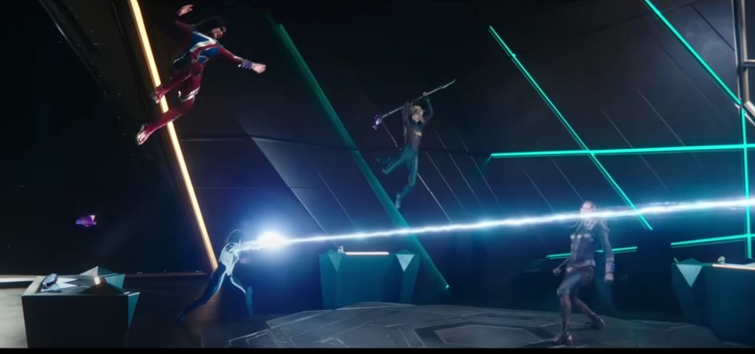 Carol Danvers, Kamala Khan, and Monic Rambeau in action against Dar-Benn
