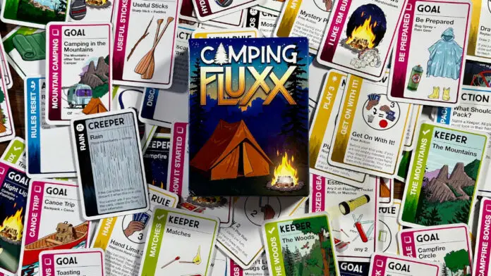 Camping Fluxx on the table with cards