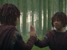 Osha and Mae touching their palms together from The Acolyte