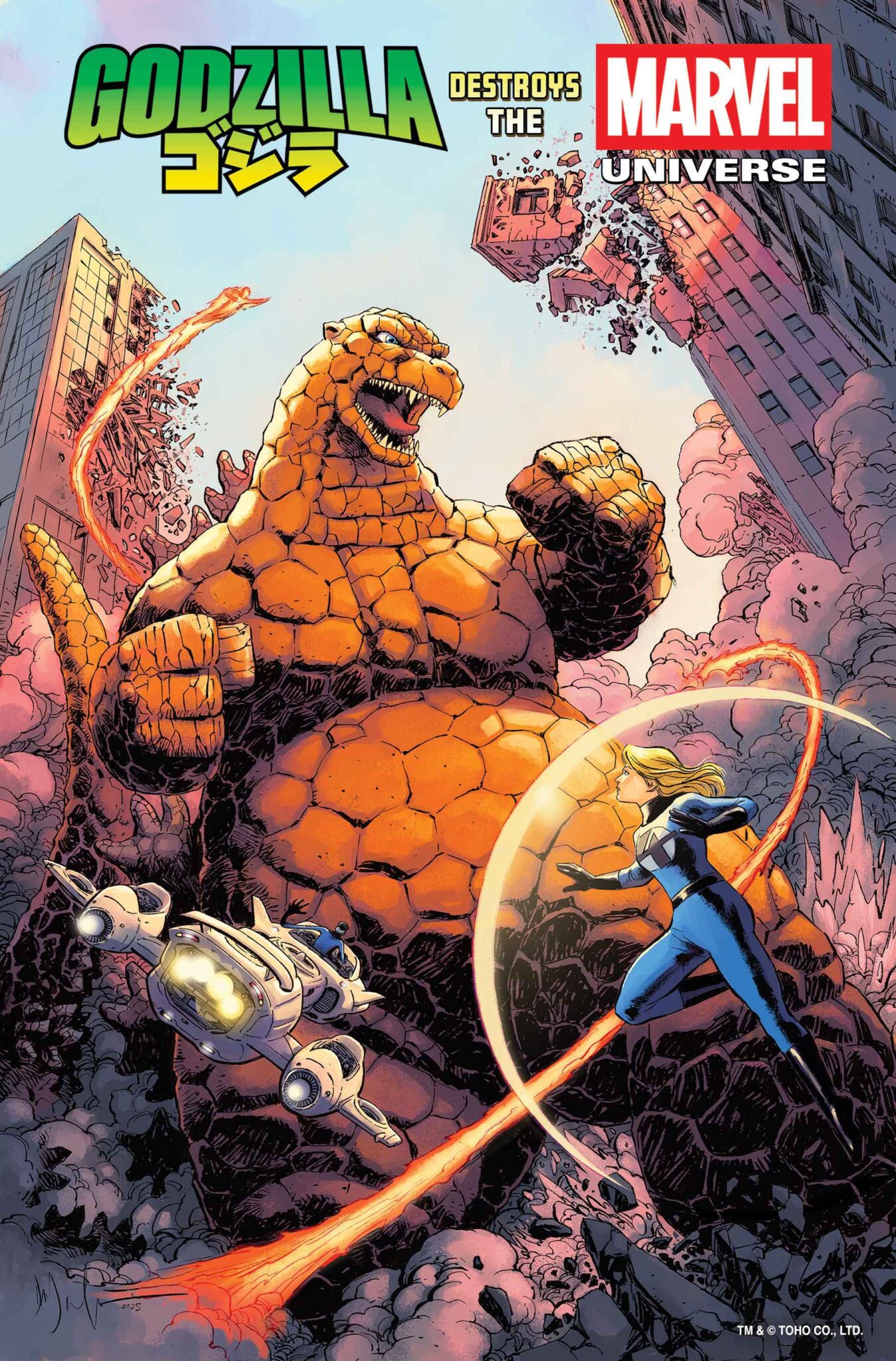 Toho and Marvel Reveal Godzilla Destroys The Marvel Universe #1 Variant Covers 6 Godzilla Destroys The Marvel Universe Marvelized Thing-Zilla Variant Cover by DAVE WACHTER