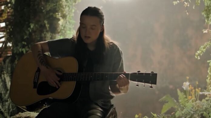 Ellie playing guitar from The Last of Us