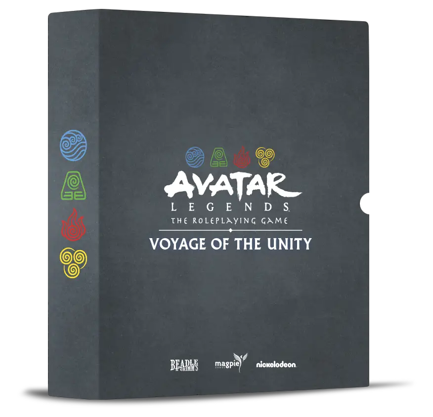 Beadle & Grimm's Takes Avatar Legends Sky High With Voyage Of The Unity 2 Avatar Legends: The Roleplaying Game — Voyage of the Unity Deluxe Edition slipcover