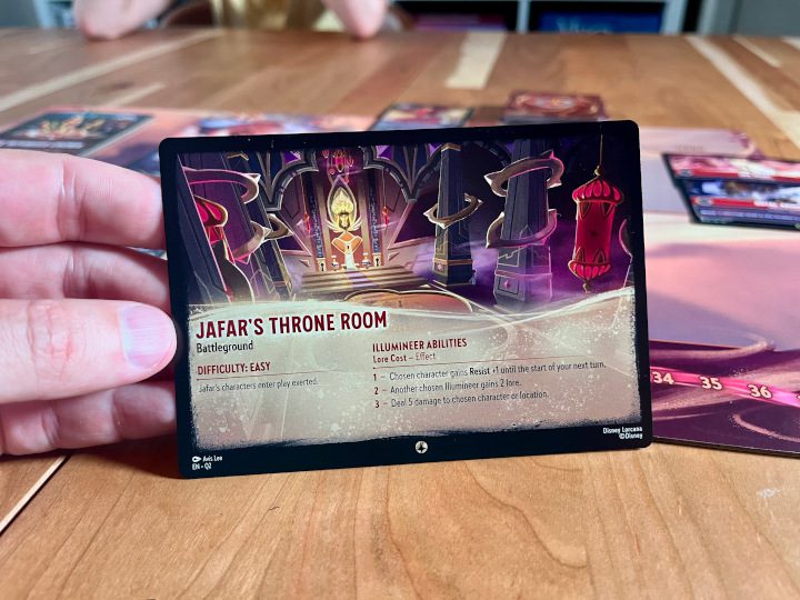 Disney's Lorcana Makes TCG Into Legit Board Game - Palace Heist 3 Disney's Lorcana: Palace Heist Jafar battleground card