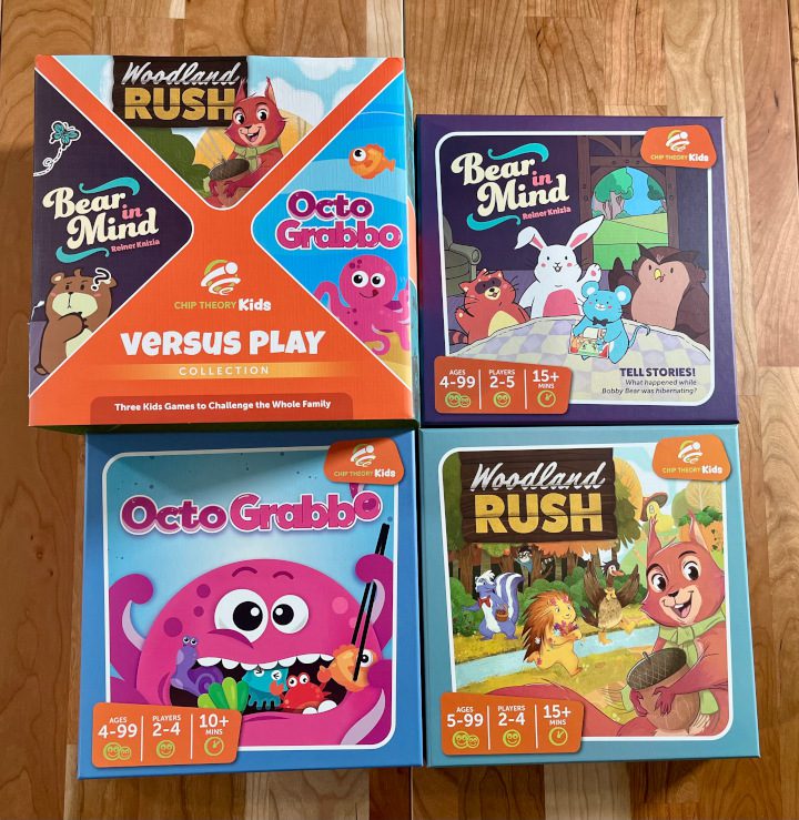 Chip Theory Is Now Publishing High Quality Kid Games - Versus Play Review 1 Chip Theory Kids - Versus Play - 3 games total - Bear in mind, Otto grab, and woodland Rush