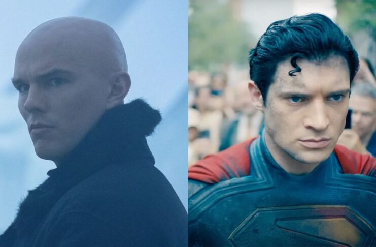 Nicholas Hoult as Lex Luthor and David Corenswet as Clark Kent in James Gunn's Superman.