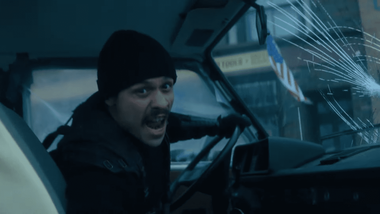The Umbrella Academy Season Four Is A Mess 2 Diego in a wrecked van, screaming through an opened door.