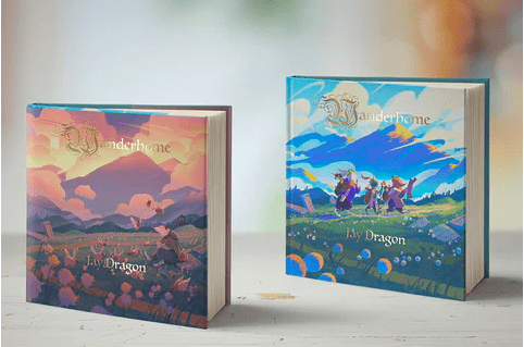 Wanderhome Is A Victory For Queer Hope 4 Covers for the hardcover and softcover editions of the Wanderhome book. The hardcover edition shows a possum wearing clothes, in a field of giant bees with a sunset and mountains in the background. The softcover edition shows a rabbit, a frog, and a mole wearing clothes and hiking up a mountain with a blue sky and mountains in the background.