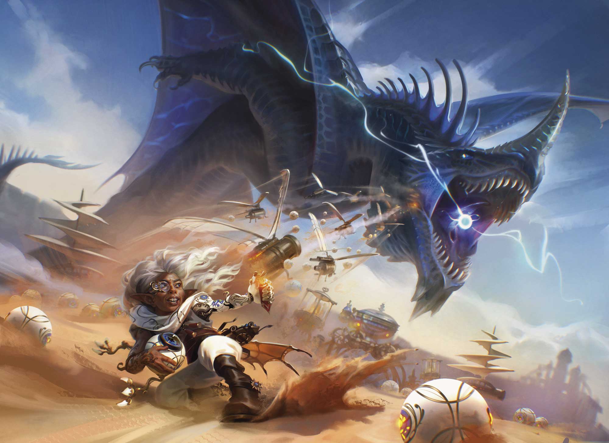 An artificer battles a dragon in Calimshan, a part of the Forgotten Realms