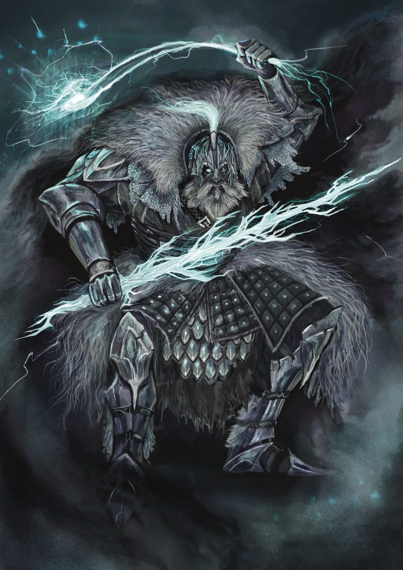 One of the six Gods of Tar Valarn: the fierce Gwyddain, the Rainlord, master of the Storm Tower and Lord of the Floodplains from Doomspiral;