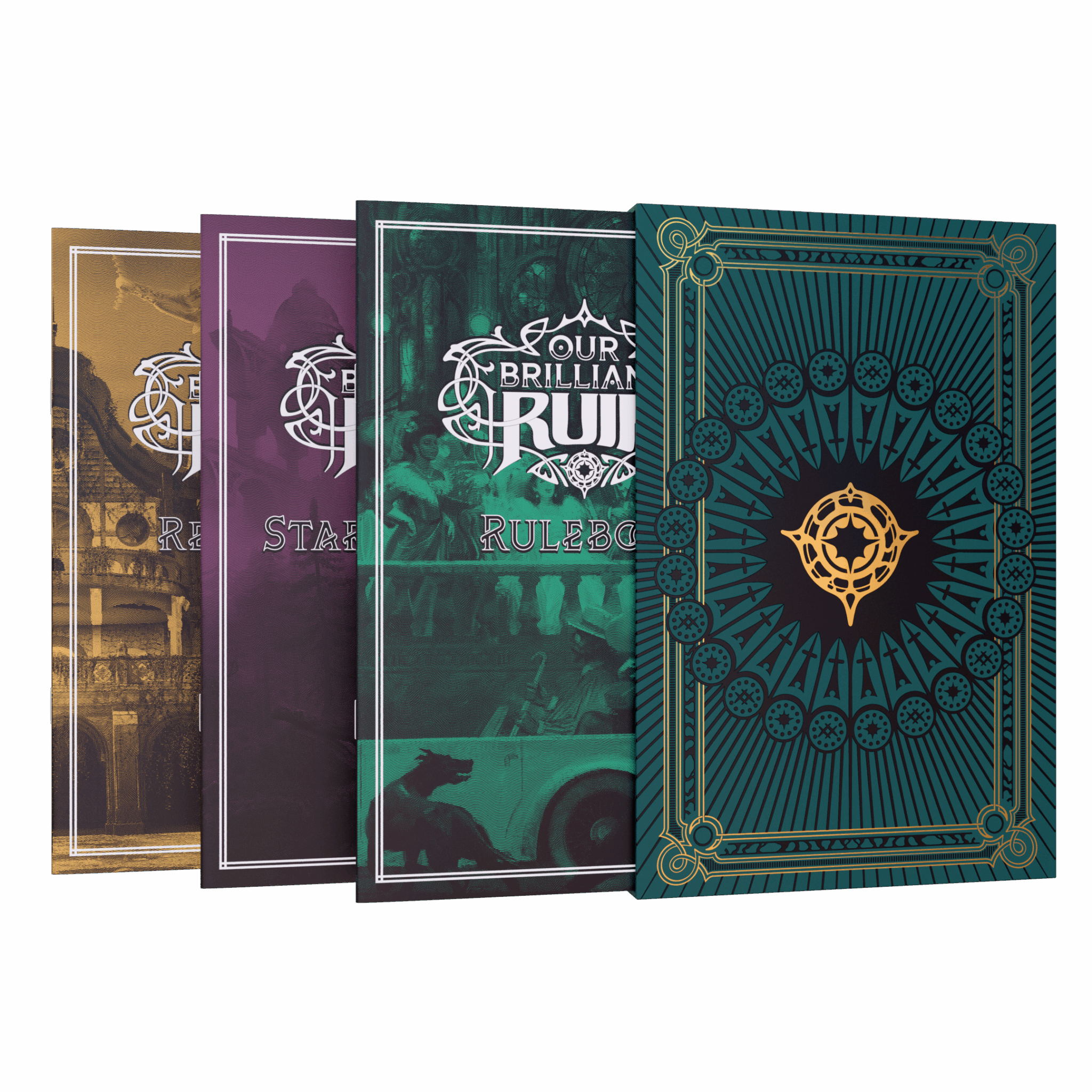 Our Brilliant Ruin Starter Set slipcase and contents