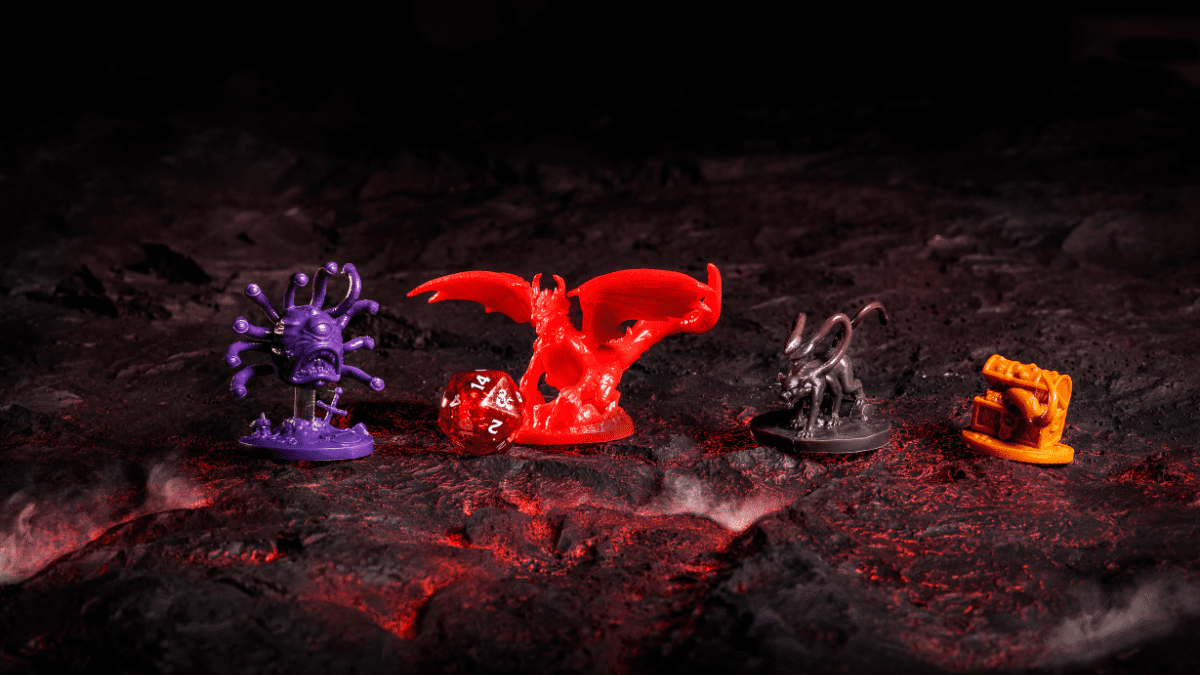 More d20 Is Better: How The Ravensburger Team Got Their Chocolate In Their Peanut Butter With Horrified Dungeons & Dragons 2 Horrified Dungeons & Dragons Beholder, Red Dragon, Displacer Beast, and Mimi movers