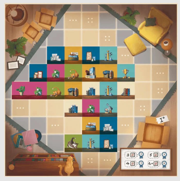 my shelfie living room board with tiles on it
