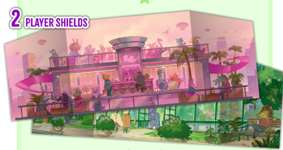 A pink and green player shield from the expansion.