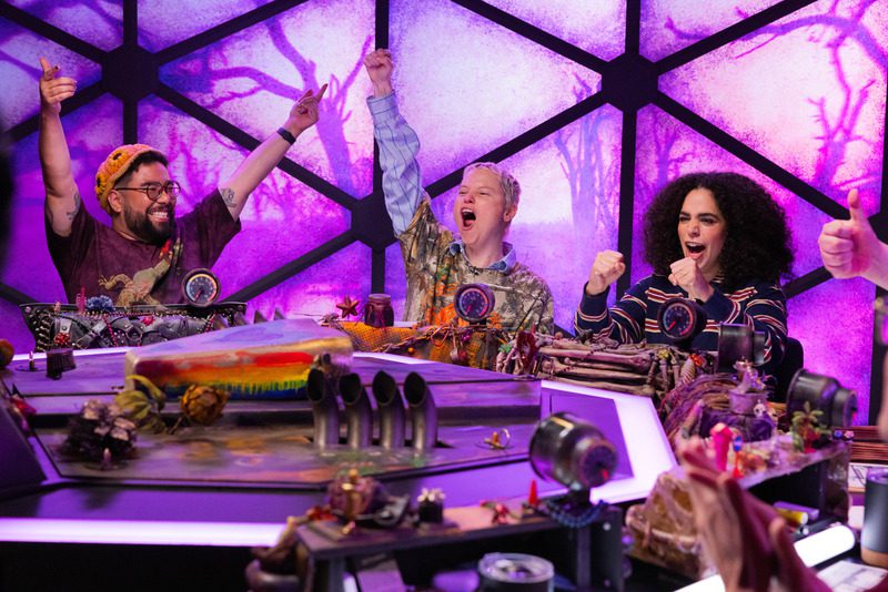 Vic Michaelis and Kimia Behpoornia Enter The Dome In Post-Apocalyptic New Dimension 20 Series 2 Oscar, Ally, and Kimia celebrate in Dimension 20: Gladlands