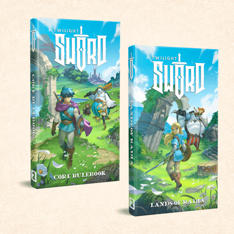 Free League And Two Little Mice Announce Twilight Sword TTRPG Inspired By The Legend of Zelda And Dragon Quest 1 Twilight Sword covers