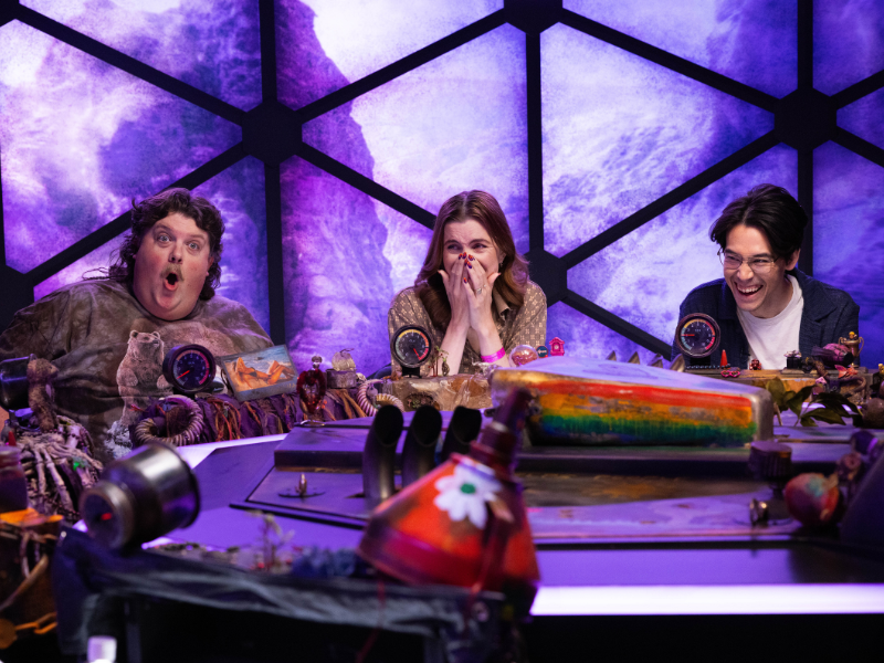 Vic Michaelis and Kimia Behpoornia Enter The Dome In Post-Apocalyptic New Dimension 20 Series 3 Jacob, Vic, and Zac in Dimension 20: Gladlands