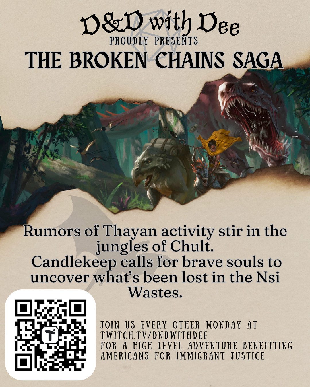 Role for Resistance: TTRPG Streams To Benefit Ant-ICE Organizations 4 DnDWithDee plays The Broken Chain Saga: Dungeons & Dragons
