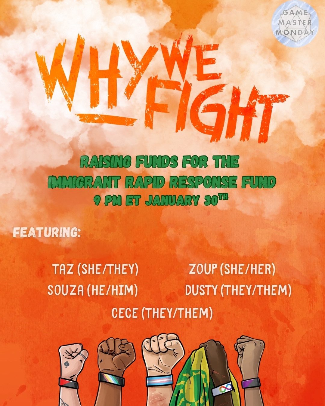 Role for Resistance: TTRPG Streams To Benefit Ant-ICE Organizations 3 Game Master Monday plays Why We Fight stream schedule