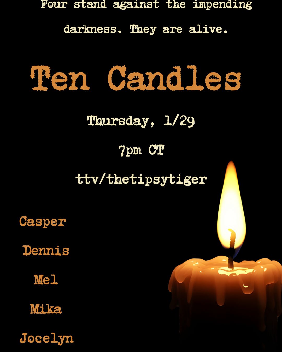 Role for Resistance: TTRPG Streams To Benefit Ant-ICE Organizations 2 Tipsy Tiger Ten Candles schedule