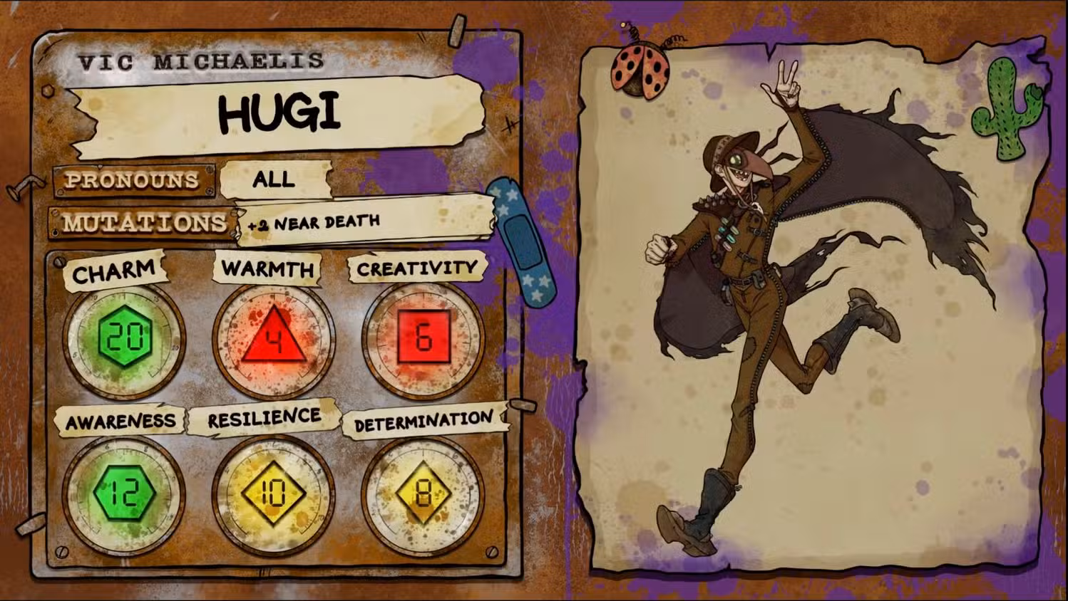 Gladlands Hugi character sheet