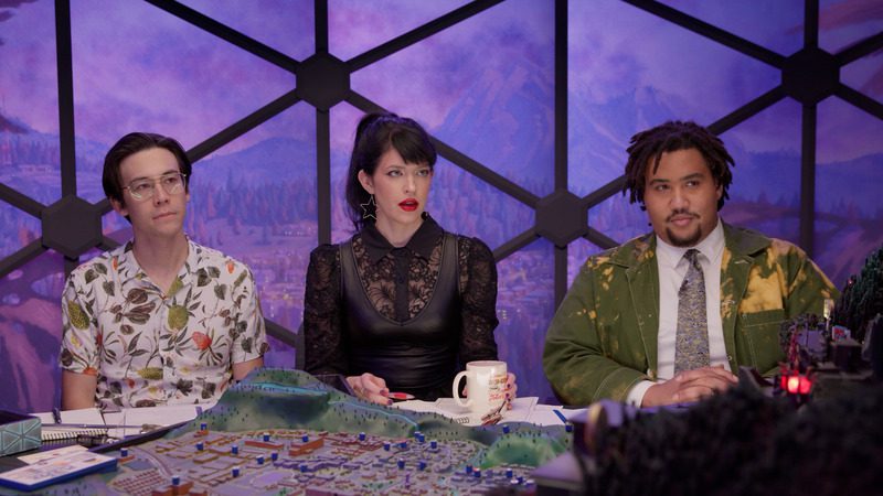 Zac, Emily, And Lou at the Dimension 20: City Council of Darkness’ table