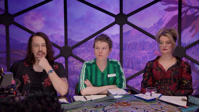 Brian, Aly, and Siobhan at the Dimension 20: City Council of Darkness’ table