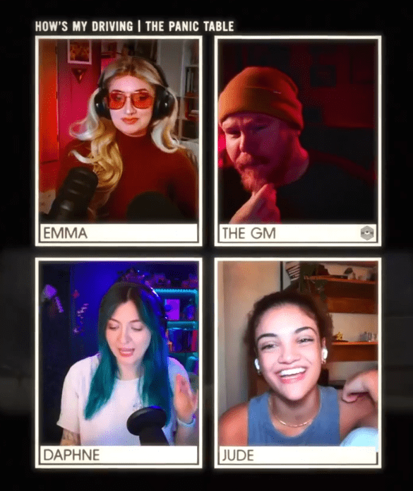 The cast is pictured in order: Gina Susanna, Cameron Strittmatter, Anne Monteverdi, and Laurie Hernandez.