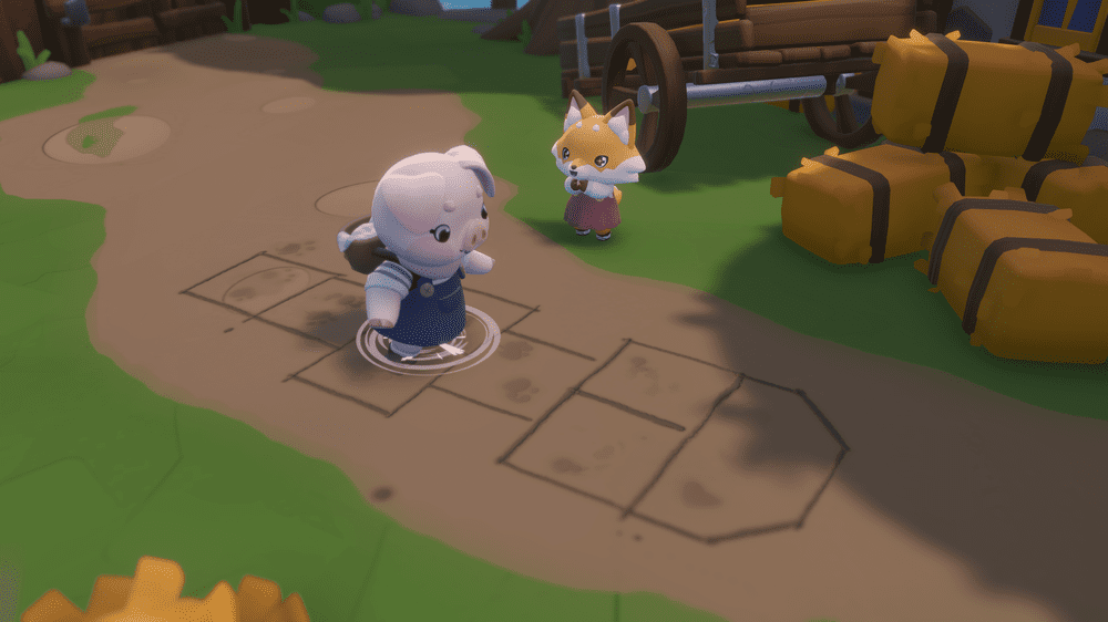 character playing hopskotch 